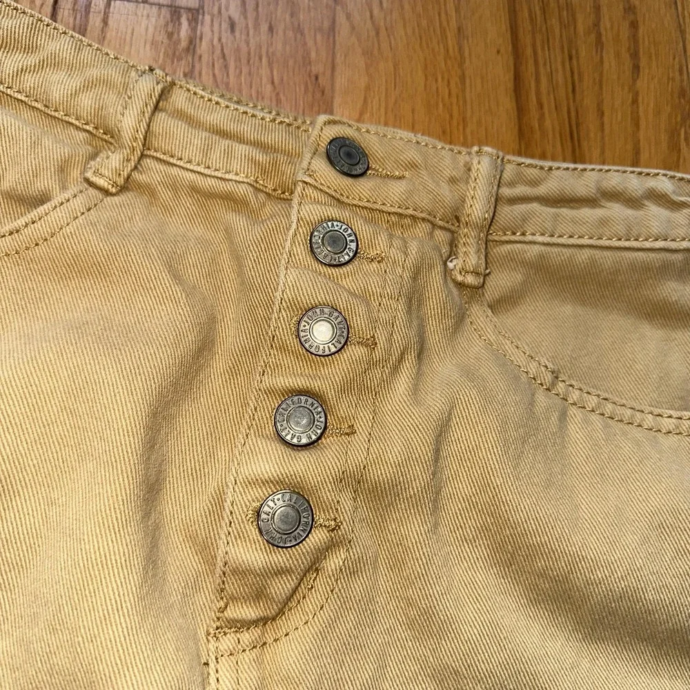 J. Galt Skirt Womens Small Khaki Button Fly Denim Mini 5-Pocket High Waist‎